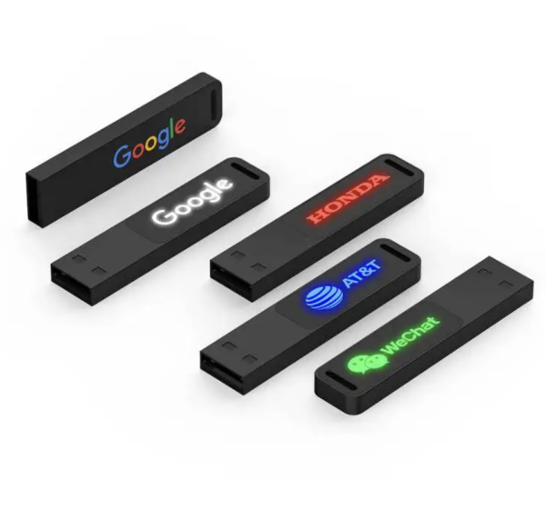Metal USB Flash Drive with Led Logo Flat USB Memory Stick 3