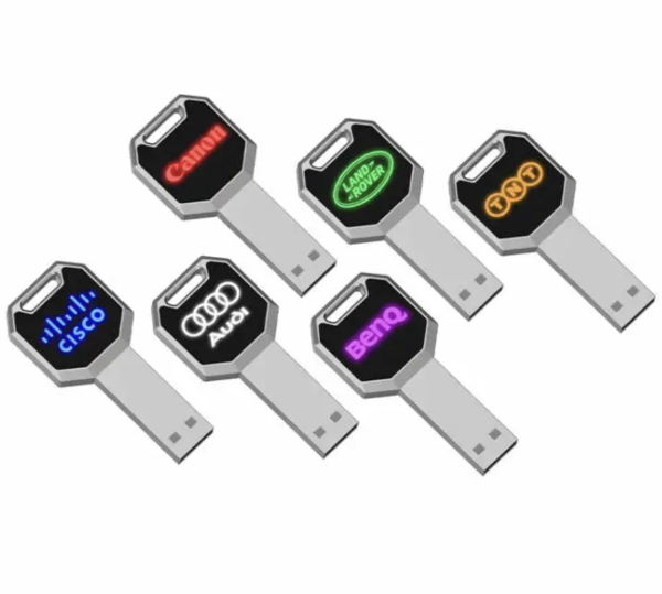 Metal USB Flash Drive with Led Logo Flat USB Memory Stick 3